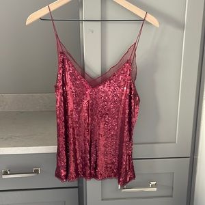 Red free people sequin tank top